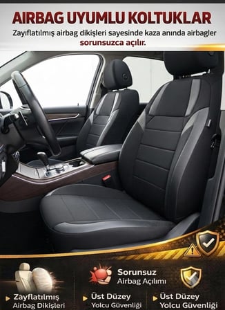 Monza Siyah Serisi Bmw 2 Koltuk Kılıfı TAM SET