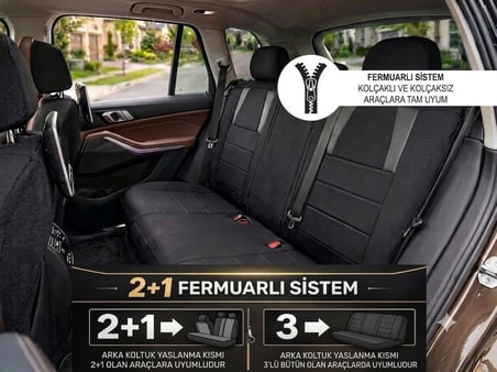 Monza Siyah Serisi Bmw 2 Koltuk Kılıfı TAM SET