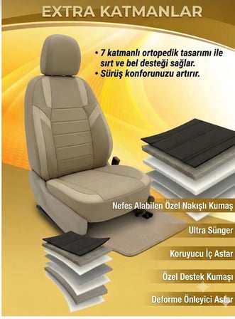 Monza Bej Serisi Honda Civic Koltuk Kılıfı TAM SET