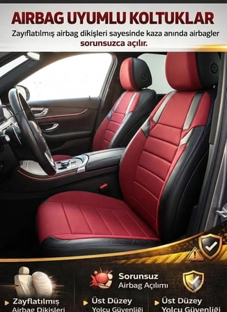 Monza Kırmızı Serisi Honda Civic FC5 Koltuk Kılıfı TAM SET