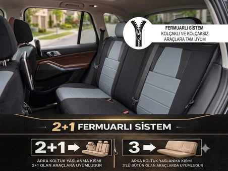 Monza Gri Serisi Bmw 2 Koltuk Kılıfı TAM SET