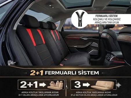 Monza Siyah Kırmızı Serisi Mercedes B Koltuk Kılıfı TAM SET