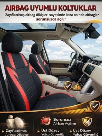 Monza Siyah Kırmızı Serisi Mercedes B Koltuk Kılıfı TAM SET