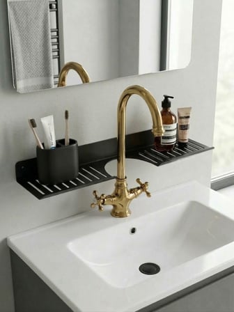 Eviye Önü Organizer Rafı Metal Lavabo Üstü Raf Mutfak Evye Üstü Organizer Duvara Yapışkanlı Delmeden Montaj Lavabo Arkası Raf Süngerlik Sabunluk Mutfak Rafı