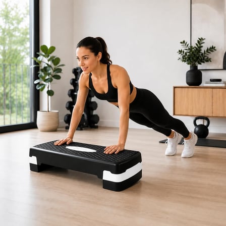 2 Kademeli Ayarlanabilir Step Tahtası, Kaymaz Yüzeyli Aerobik Step Platformu, Evde Fitness Kardiyo Egzersiz Aleti, Pilates ve Spor Antrenman Basamağı, 68 x 29 x 10/14 cm