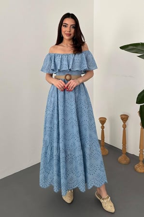 Bebe Mavi  Madonna Yaka Fisto Elbise - Bebe Mavi