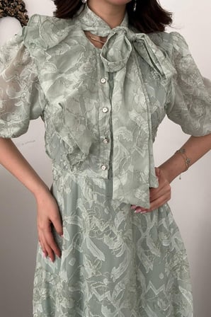 Mint Fiyonklu Elbise - Mint