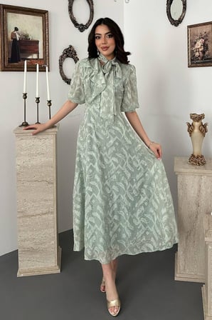 Mint Fiyonklu Elbise - Mint