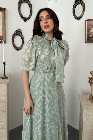 Mint Fiyonklu Elbise - Mint