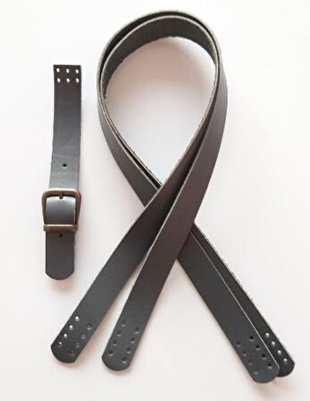 Gri renk gerçek deri 70x2.3 cm çift sap