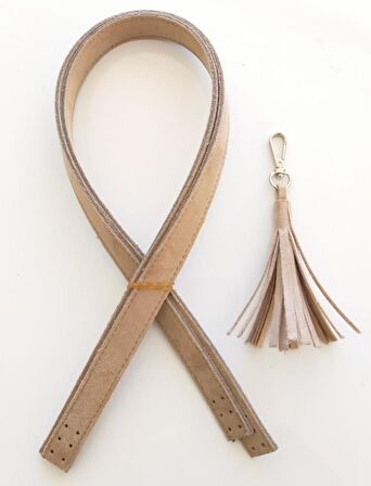 Süet Suni Deri Bej Çift Sap 70x2 cm