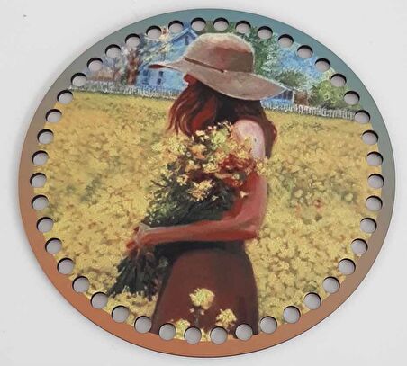 Ahşap 19 Cm Çapında Resimli Plaka