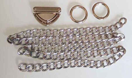 Gümüş renk zincir set