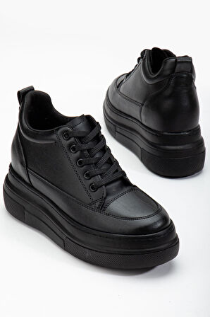 Nesvina Kadın Gizli Topuk Siyah Sneaker 