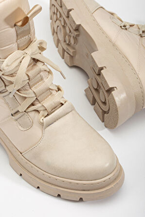 TOWN Bej Bağcık Detaylı Paraşüt Kadın Bot 