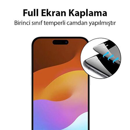 Coofbe 0.3mm 9H HD Full Kaplama Glue Parmak İzi Bırakmaz İphone 15 Pro Max Ekran Koruyucu Darbe Emici