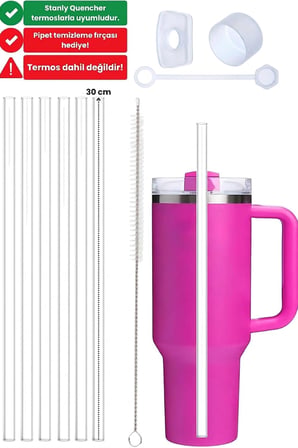 Yenigeldi 10 Parça Stanly Quencher Uyumlu 30 40 Oz Pipet Kapak Tıpa Seti Sızdırmaz Yedek Bardak Aksesuarları