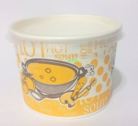 50 Adet Sızdırmaz Kapaklı Derin Tabak Kağıt-Karton Çorba Kâsesi 16oz Isı Korumalı Şeffaf Kapaklı Tas