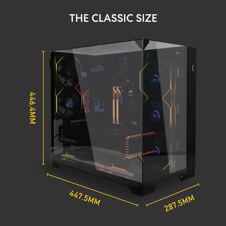 Lian Li O11 Vision Kompakt Siyah Çelik Temperli Cam ATX Orta Kule Bilgisayar Kasası-Geri Bağlantı Desteği-O11VPX