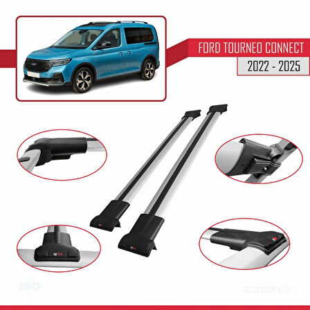 Ford Transit/Tourneo Connect 3 2022 ve Sonrası ile Uyumlu FLY Model Ara Atkı Tavan Barı Gri 2 Adet