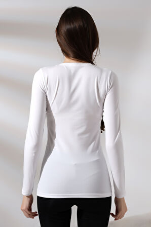 Uzun Kol Bisiklet Yaka Penye Kompakt Bady 19646 BEYAZ