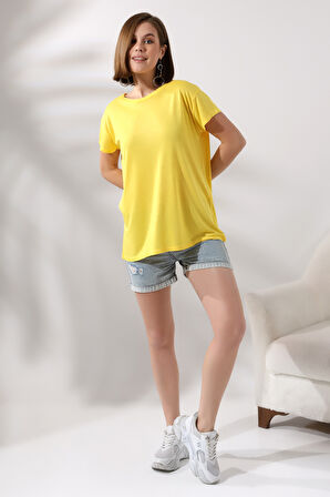 Salaş Bisiklet Yaka T-Shirt 21256 AÇIK SARI