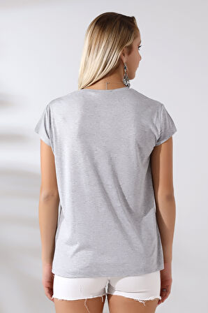 Salaş Bisiklet Yaka T-Shirt 21256 GRİMELANJ