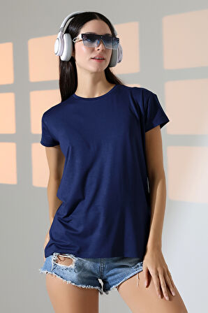 Salaş Bisiklet Yaka T-Shirt 21256 LACİVERT