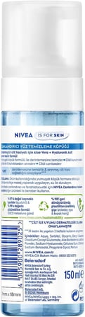 NIVEA Canlandırıcı Yüz Temizleme Köpüğü 150ml, Derinlemesine Temizleme,Karma Normal Cilt, Aloe Vera, Hyaluronik Asit, Ferahlatıcı