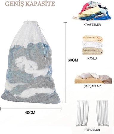 Çamaşır Yıkama Filesi: Dayanıklı ve Koruyucu Çamaşır Torbası, Hassas Giysiler İçin Mükemmel Koruma, Perde Yıkama Filesi (60 X 80)