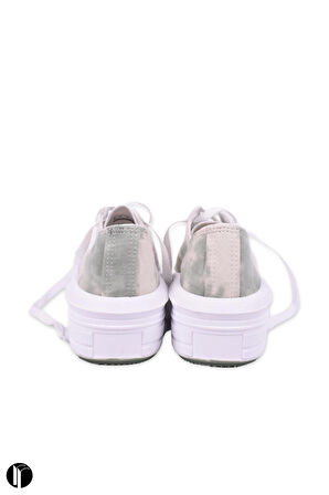 Kadın Su Yeşili Rahat Kalıp Keten Günlük Spor Kalın Tabanlı -5cm- Bağcıklı Sneaker Ayakkabı