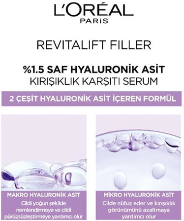 Revitalift Filler %1.5 Saf Hyaluronik Asit İçeren Kırışıklık Karşıtı Serum 30 ml
