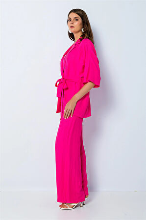 Düz Renk Kimono Takım Şeker Pembe