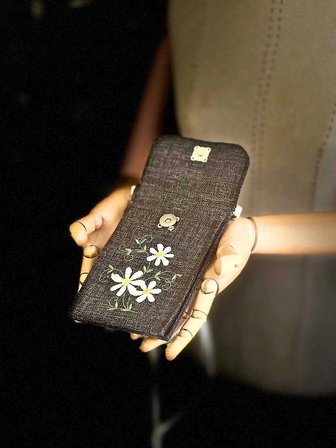 MEADOV Nakış İşlemeli Keten Telefon Çantası, Telefon Kılıfı v14