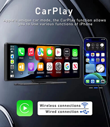 TechTic Kablosuz Tak Çalıştır 9.3İnç Apple Carplay Ve Android Auto Oto Multimedya Type-c Girişli