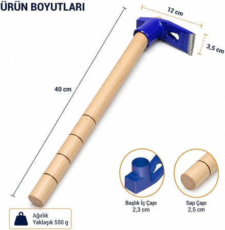 Ahşap Saplı Keser Çekiç Profesyonel Keser Çivi Çakma ve Sökme Aleti Bahçe İşleri İnşaat Marangoz Keseri Dayanıklı Çelik Başlıklı El Aleti (ASORTİ RENK)