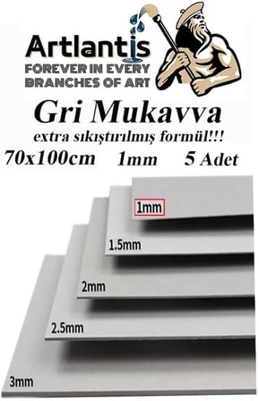 Mukavva Gri 1 mm 70x100 cm 5 Adet Sert Karton Ekstra Sıkıştırılmış 70 * 100 Mukavva Gri Renkli 5 Adet