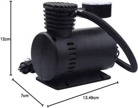 12V Araç Hava Kompresörü, 300 PSI Lastik Şişirme Pompası, Çakmak Girişli Mini Kompresör, Taşınabilir Oto Lastik Şişirici, Araba Bisiklet Motor Top Pompası