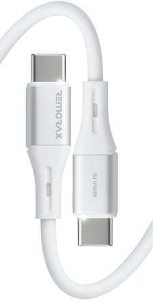 Wahoo Type C-C 60Watt PD Hızlı Şarj Kablosu, iPhone 15/16/17 ve Andoid İçin, Beyaz/Gümüş Alüminyum (100 CM)