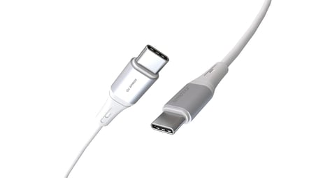 Wahoo Type C-C 60Watt PD Hızlı Şarj Kablosu, iPhone 15/16/17 ve Andoid İçin, Beyaz/Gümüş Alüminyum (100 CM)