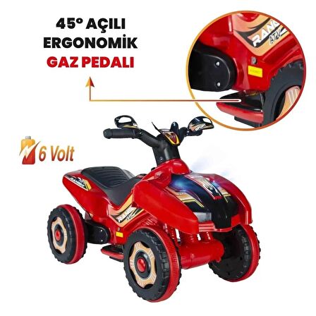 Kumandalı Akülü Araba 6 Volt 2-4 Yaş Kırmızı