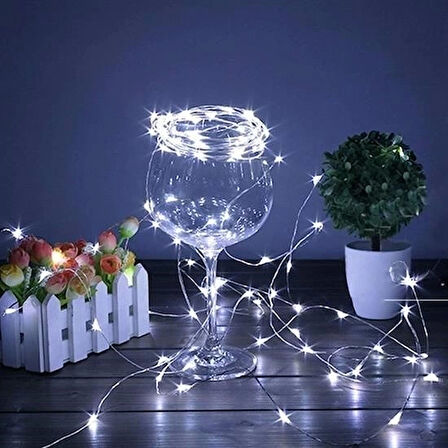 İpek Yıldızı® Pilli 5 metre Dekoratif Peri Led Beyaz Aydınlatma Süsleme Lambası