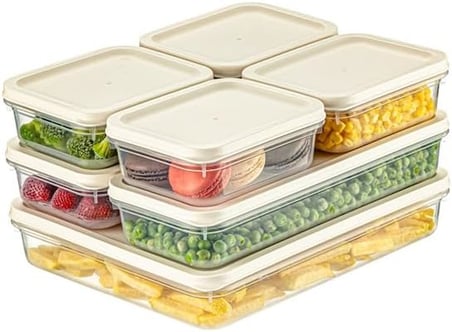 4 Adet Buzdolabı ve Derin Dondurucu Saklama Kabı Seti, Fresh Box, Dolap Düzenleyici ve Buz Dolabı Organizeri, BPA İçermeyen PP Plastik,Gıdaları Taze Tutma,Mutfak Düzenleyici (Beyaz)