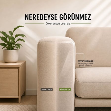 20 ADET Kedi Koltuk Tırmalama Koruyucu Şeffaf Yapışkanlı Mobilya Tırmalama Önleyici Bandı 20x50 Cm Ekru Tek Ebat