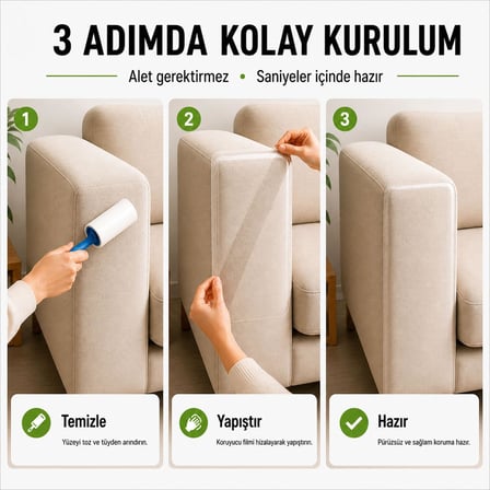 20 ADET Kedi Koltuk Tırmalama Koruyucu Şeffaf Yapışkanlı Mobilya Tırmalama Önleyici Bandı 20x50 Cm Ekru Tek Ebat