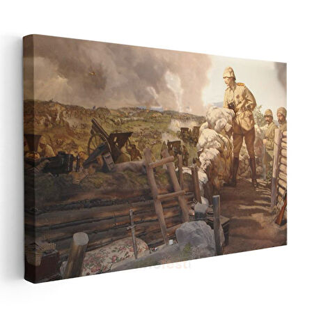 Dumlupınar Cephesi - Atatürk'ün Savaş Taktiği Kanvas Tablo