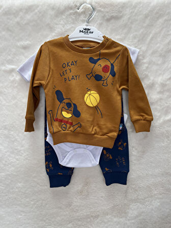 Lets Play Baskı İnterlok Üçlü Takım