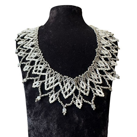 Uretti - Özlem 9422 5099 El Yapımı Şık Kum Boncuk Yaka Kolye