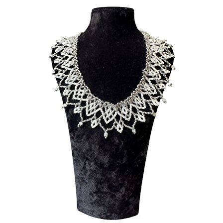 Uretti - Özlem 9422 5099 El Yapımı Şık Kum Boncuk Yaka Kolye