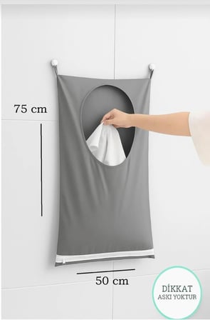 Kapı Arkası Kirli Çamaşır Torbası 75x50 cm – Duvara Asılabilir Oyuncak ve Çamaşır Düzenleyici, Fermuarlı Alt Boşaltma